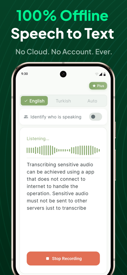 Arca offline speech to text app